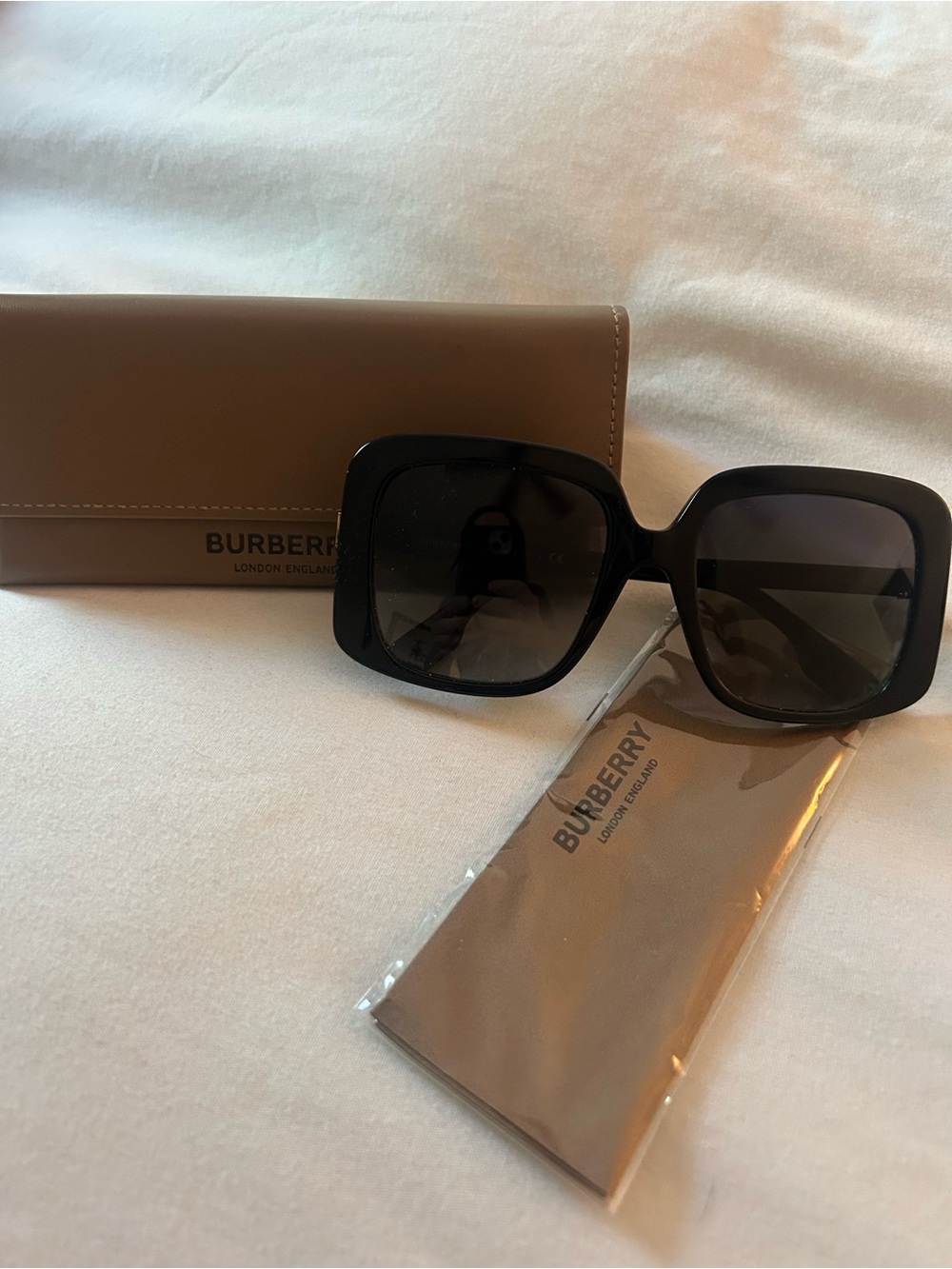 Burberry Black Oversized Square Women's Sunglasses with Brown Case
